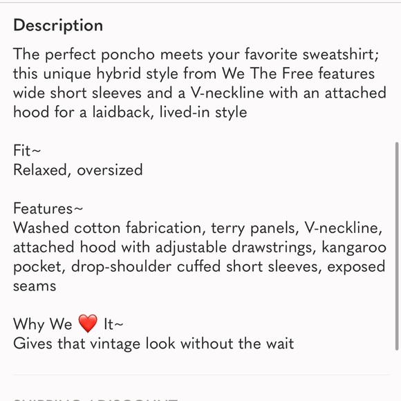 We The Free Graham Poncho Hoodie Size Medium NWT - Picture 12 of 12